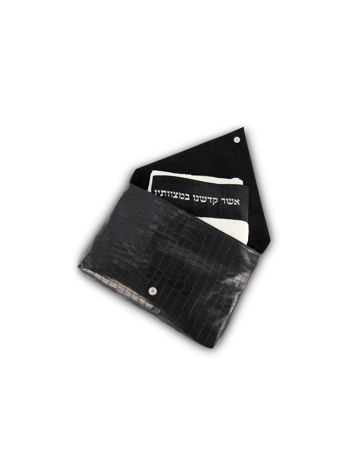 Envelope Talit Bag in Black Leather for Shabbat and Holidays