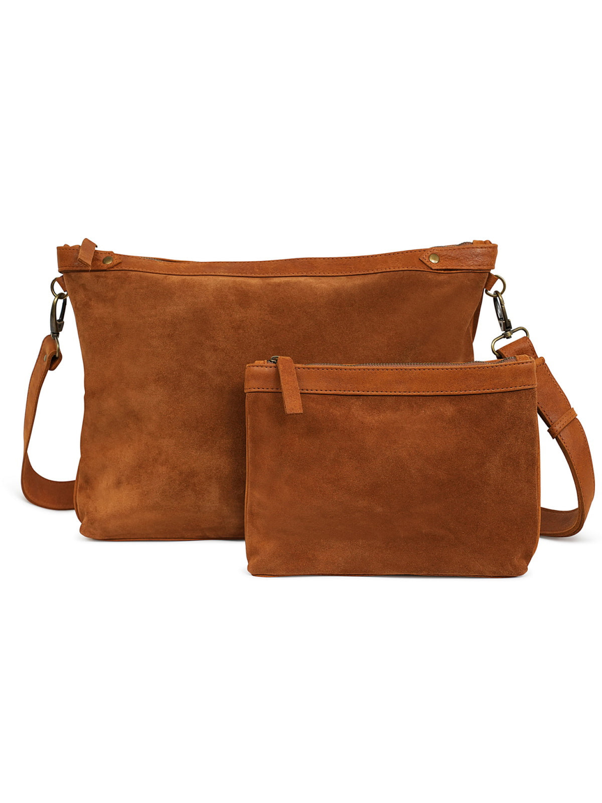 Suede Leather Zipper Talit and Tefillin Bag Set