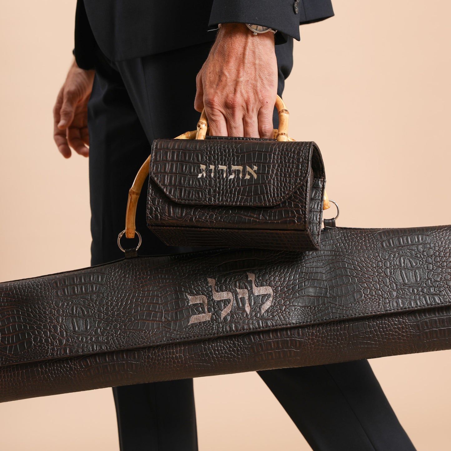 Lulav bag brown croco Leatherette