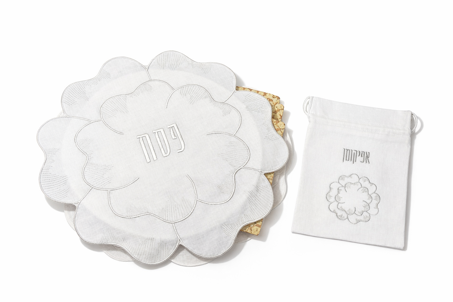Silver flower Seder set