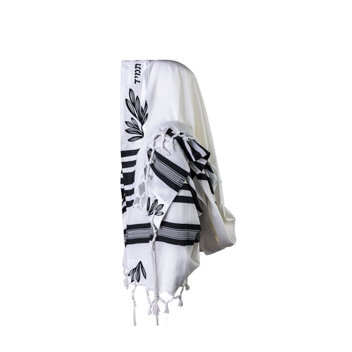 Talit Shiviti Black leaves