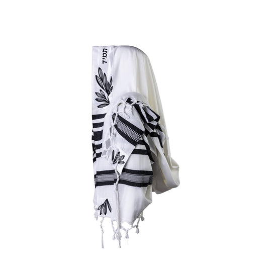 Talit Shiviti Black leaves