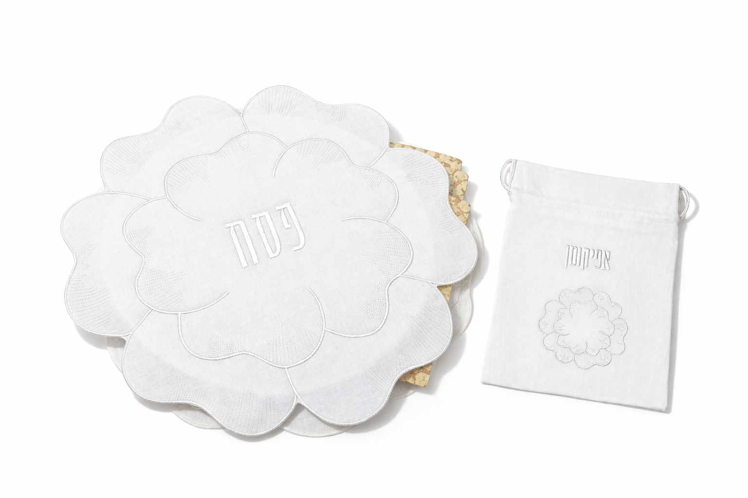 White flower Seder set