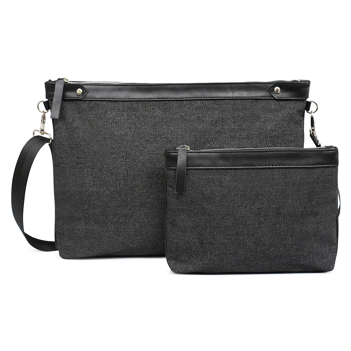 Bar Mitzvah Tefillin Bag - Denim & Leather with Silver Star of David