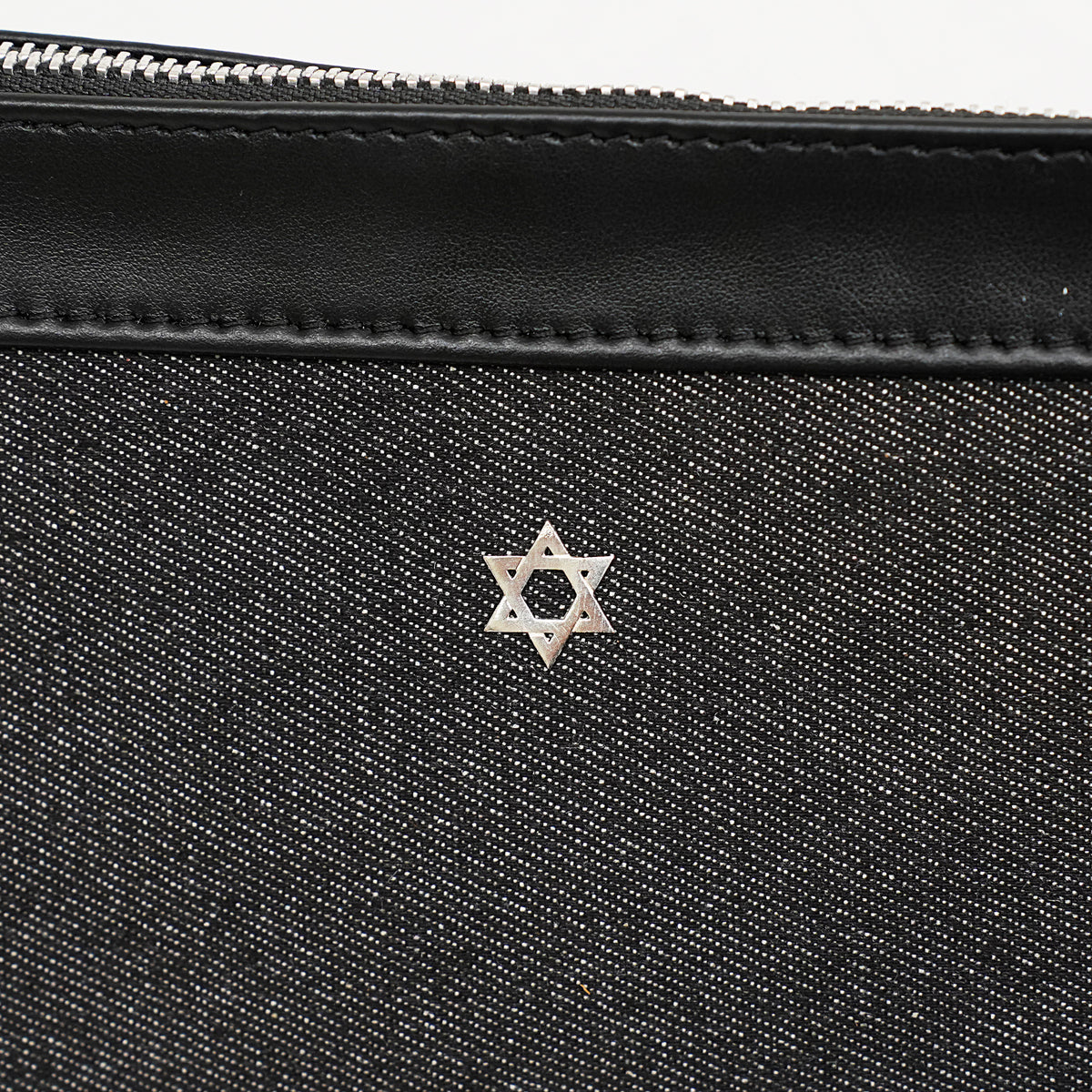 Bar Mitzvah Tefillin Bag - Denim & Leather with Silver Star of David