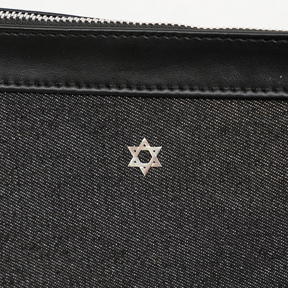 Bar Mitzvah Tefillin Bag - Denim & Leather with Silver Star of David