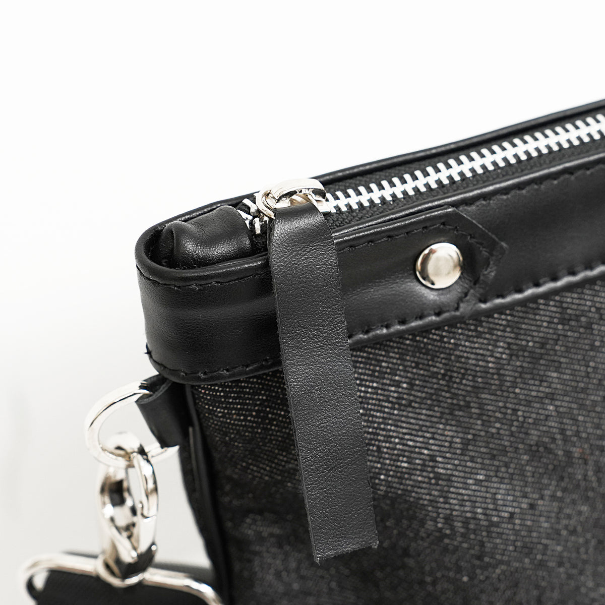 Bar Mitzvah Tefillin Bag - Denim & Leather with Silver Star of David