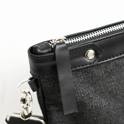 Bar Mitzvah Tefillin Bag - Denim & Leather with Silver Star of David