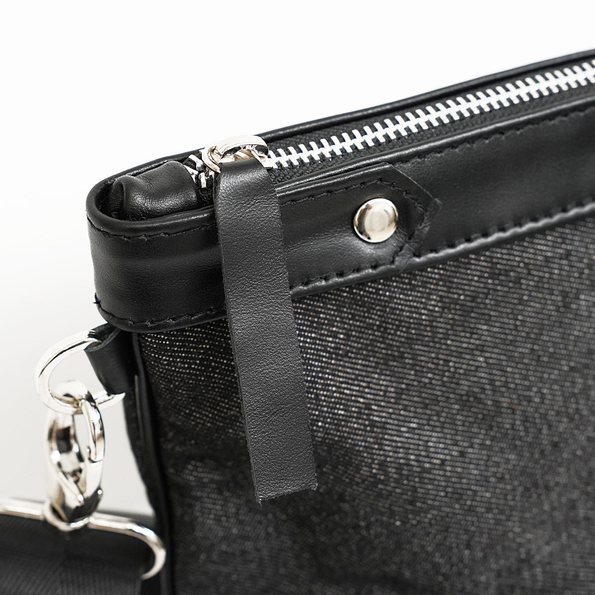 Bar Mitzvah Tefillin Bag - Denim & Leather with Silver Star of David