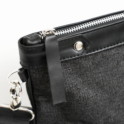 Bar Mitzvah Tefillin Bag - Denim & Leather with Silver Star of David
