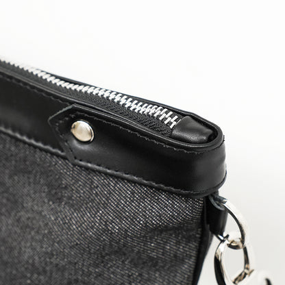 Bar Mitzvah Tefillin Bag - Denim & Leather with Silver Star of David