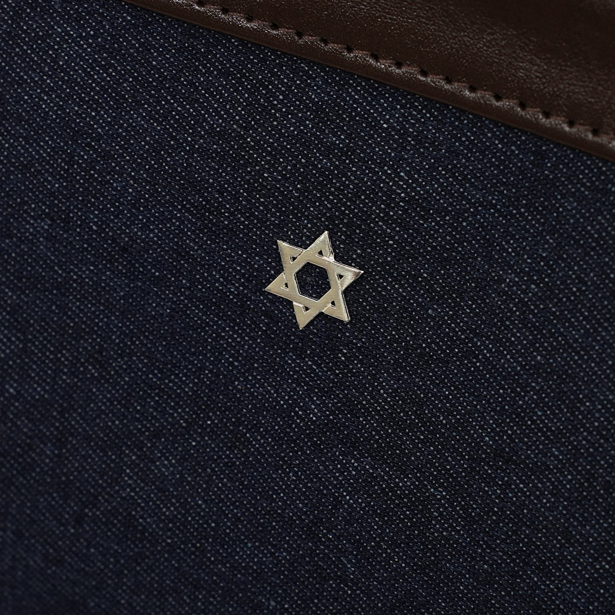 Bar Mitzvah Tefillin Bag - Denim & Leather with Silver Star of David