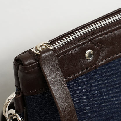 Bar Mitzvah Tefillin Bag - Denim & Leather with Silver Star of David