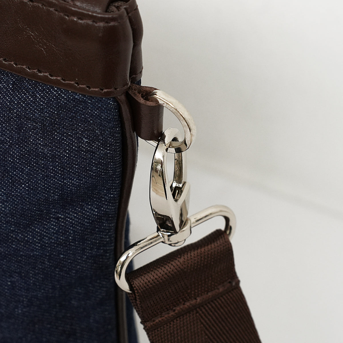 Bar Mitzvah Tefillin Bag - Denim & Leather with Silver Star of David