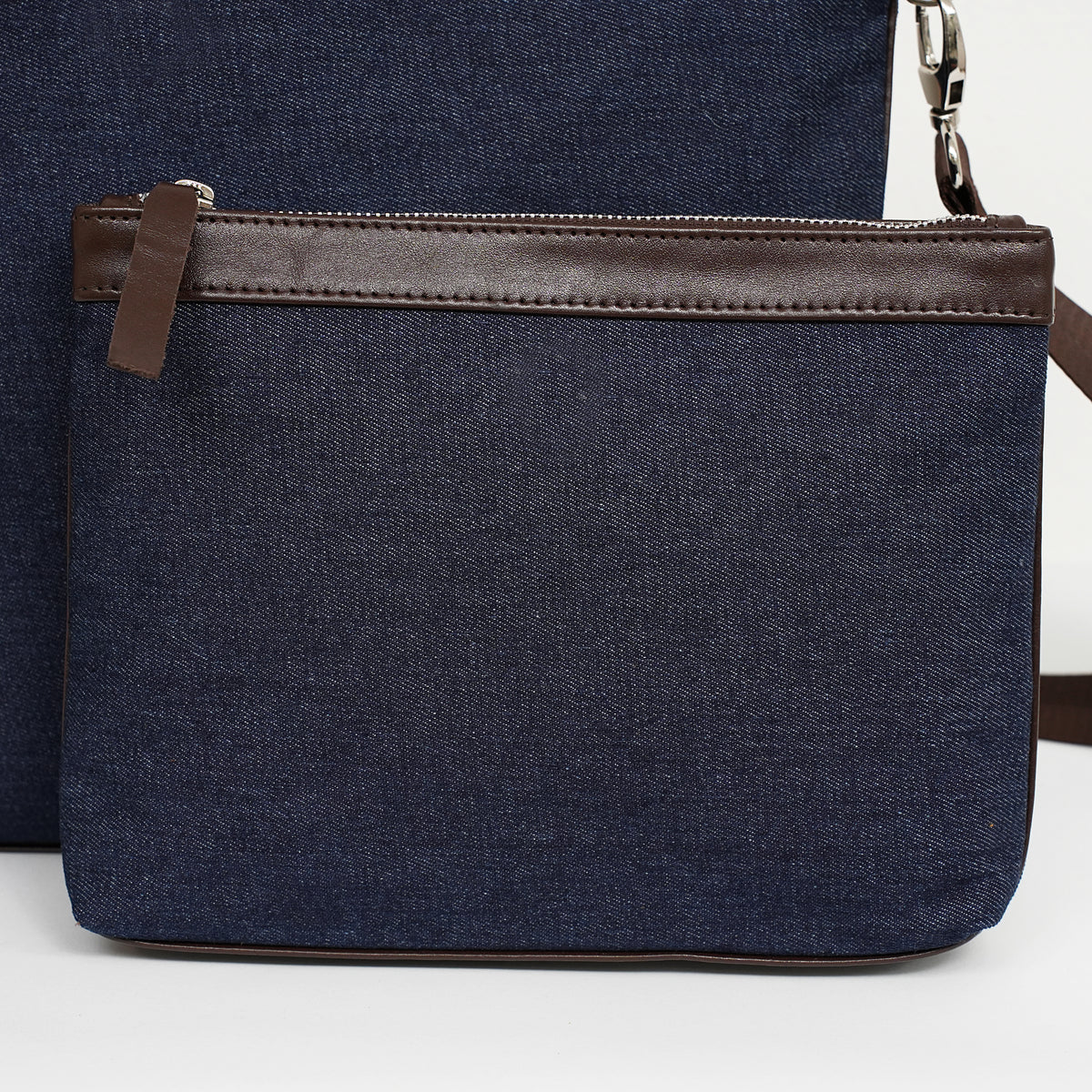 Bar Mitzvah Tefillin Bag - Denim & Leather with Silver Star of David