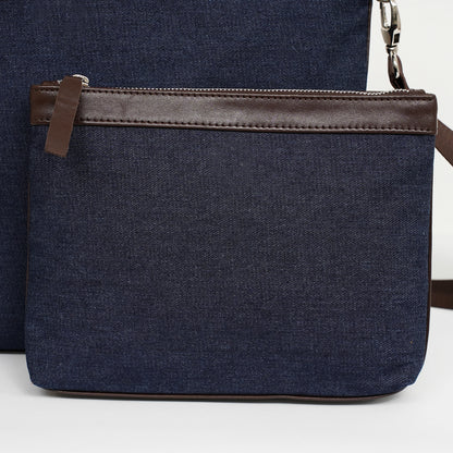 Bar Mitzvah Tefillin Bag - Denim & Leather with Silver Star of David