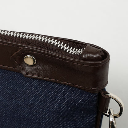 Bar Mitzvah Tefillin Bag - Denim & Leather with Silver Star of David