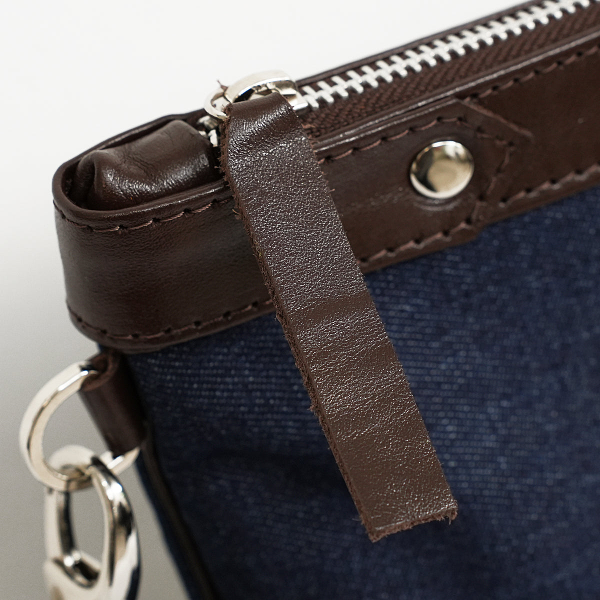 Bar Mitzvah Tefillin Bag - Denim & Leather with Silver Star of David