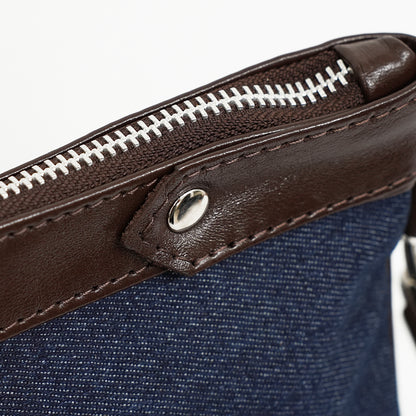 Bar Mitzvah Tefillin Bag - Denim & Leather with Silver Star of David