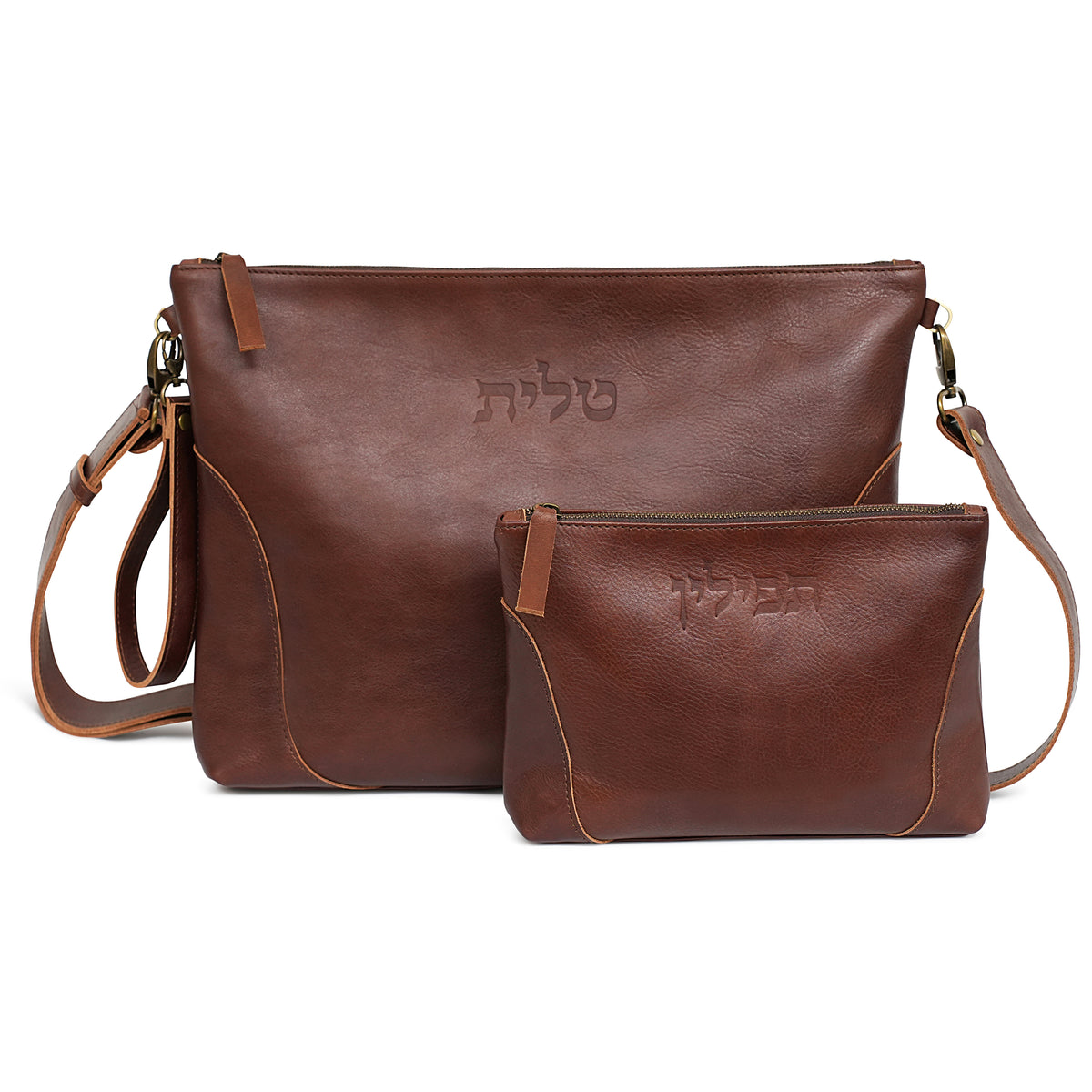 Talit & Tefillin Set - Ostrich-Texture Leather Zipper