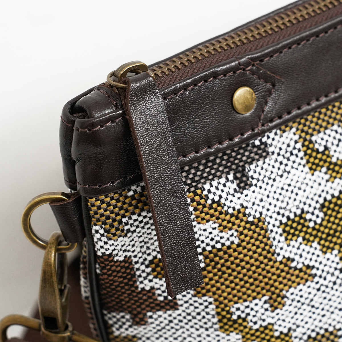 Bar Mitzvah Tefillin Bag - Woven Fabric & Leather