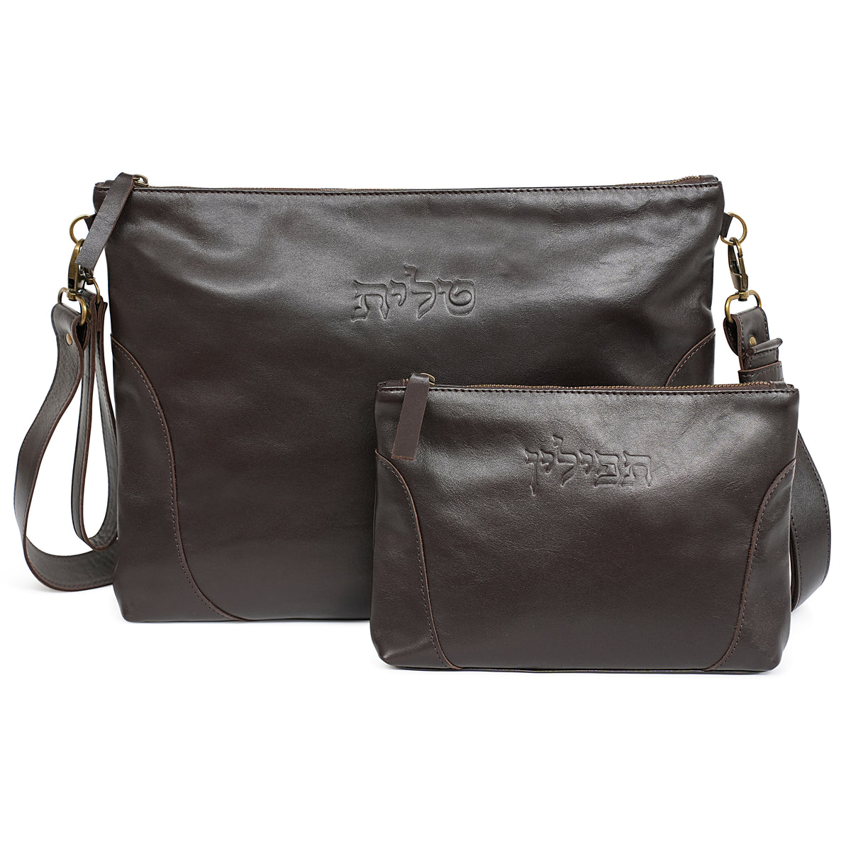Talit & Tefillin Set - Ostrich-Texture Leather Zipper