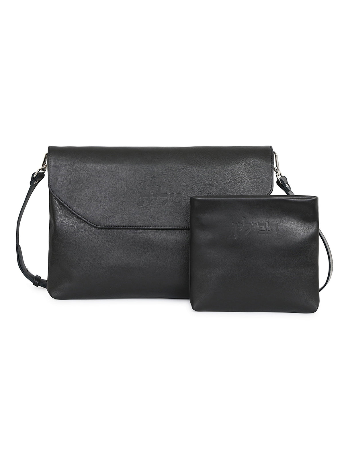 Leather Flap Talit and Tefillin Bag Set