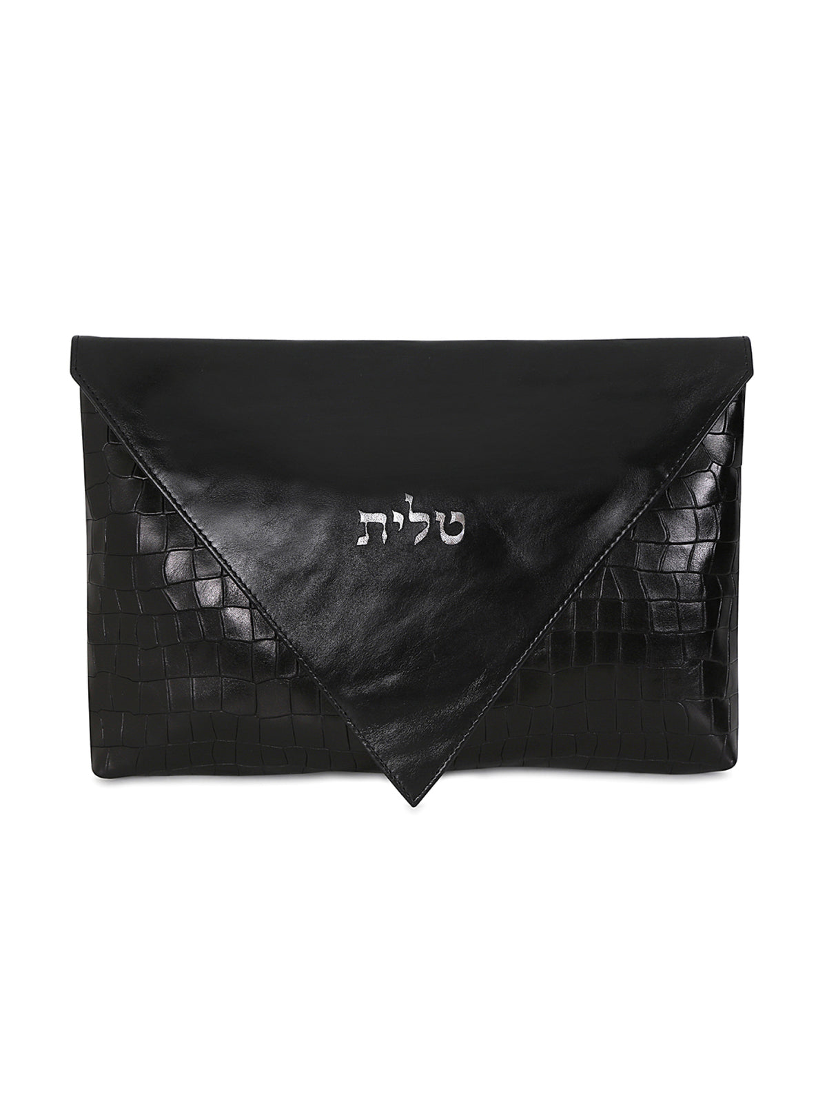 Envelope Talit Bag in Black Leather for Shabbat and Holidays
