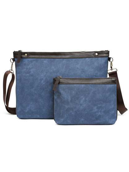 Talit and Tefillin Bag Set in Faux Leather with Jeans Texture