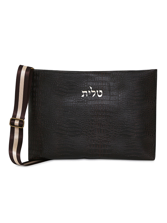Bar Mitzvah Tefillin Bag in Uniquely Textured Woven Fabric with Leather