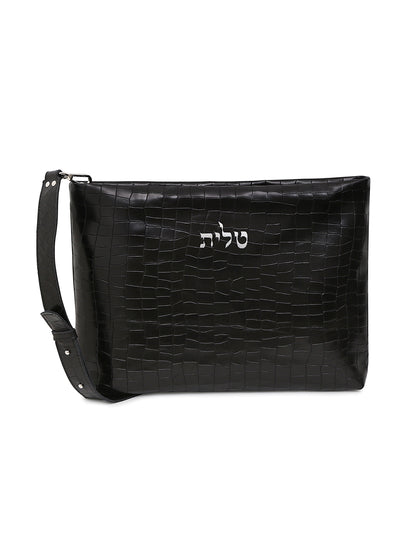 Leather Zipper Talit and Tefillin Bag Set