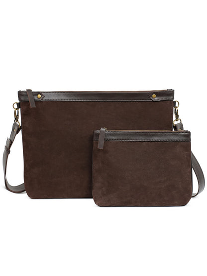 Suede Leather Zipper Talit and Tefillin Bag Set