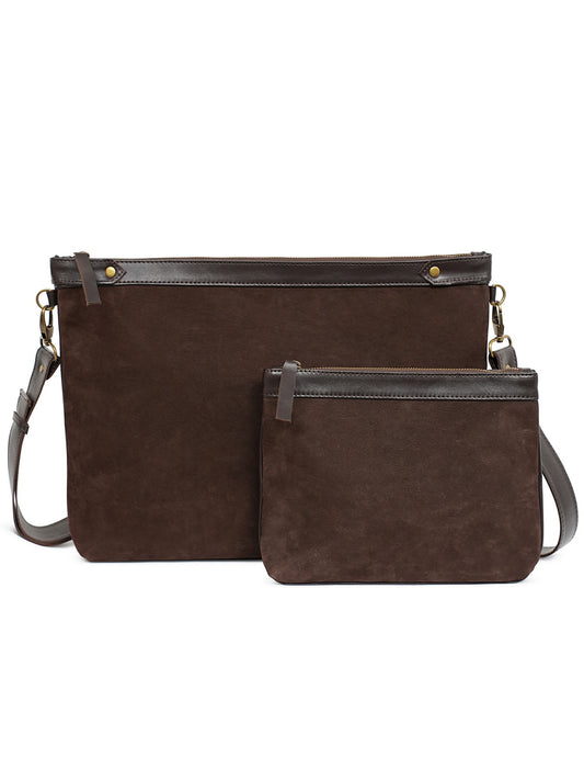 Suede Leather Zipper Talit and Tefillin Bag Set