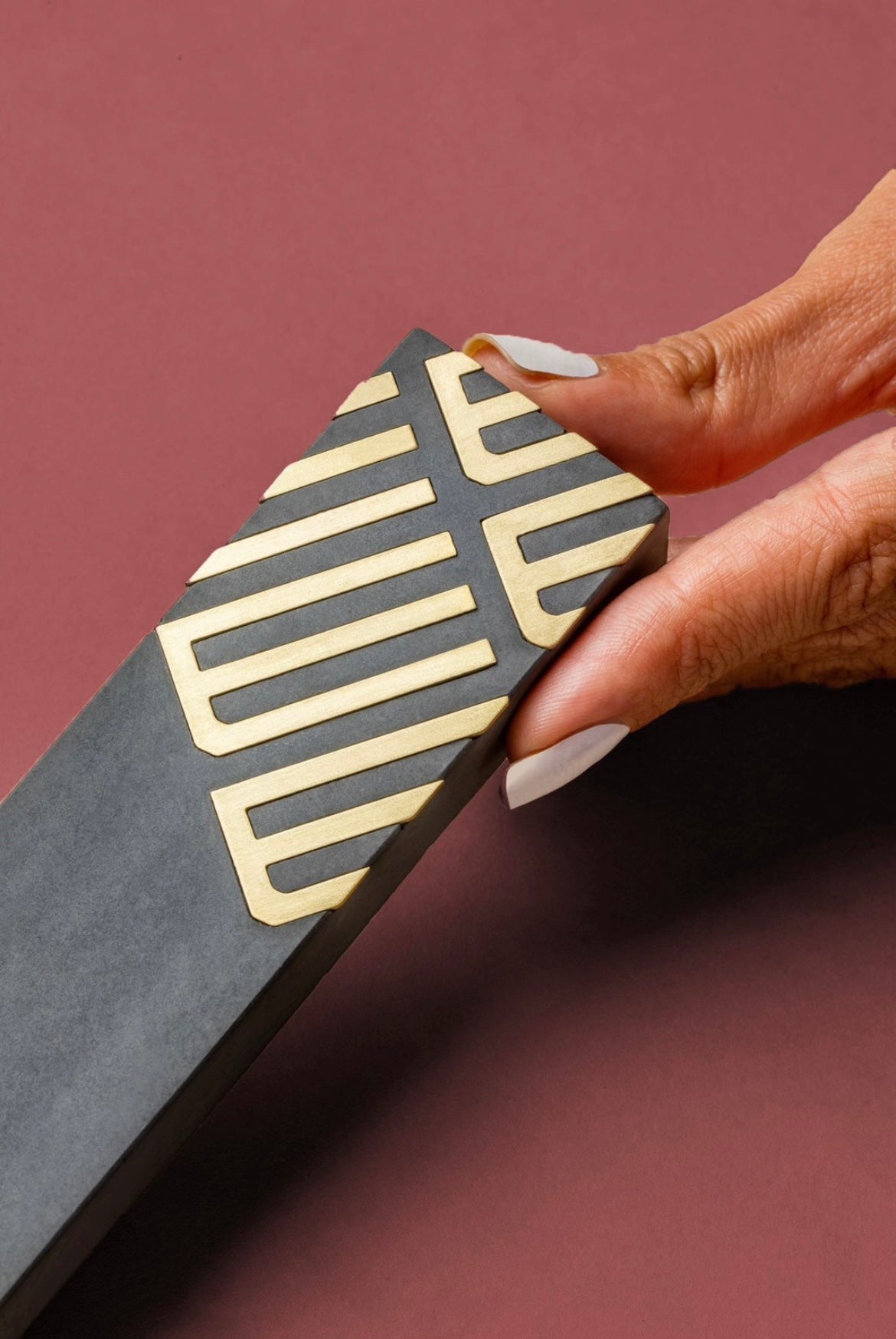 Concrete modern mezuzah - Brass