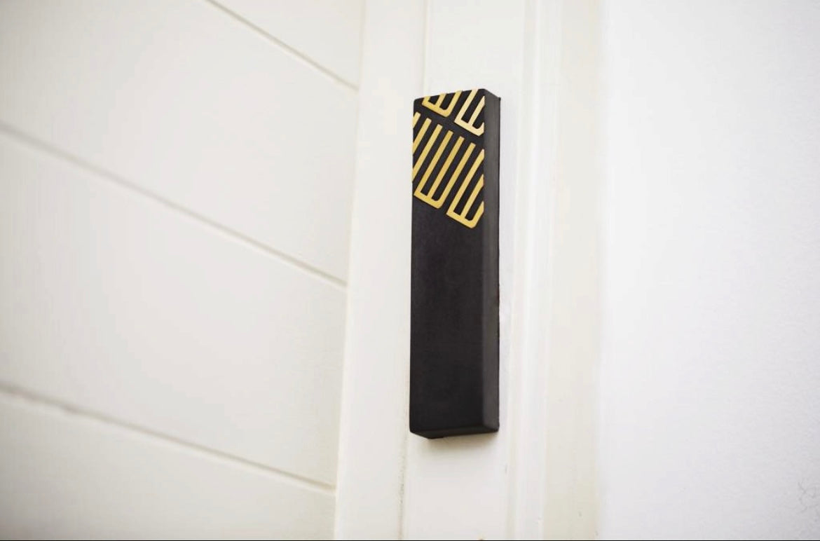 Concrete modern mezuzah - Brass
