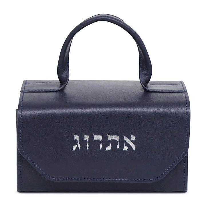 Etrog box genuine leather - Blue