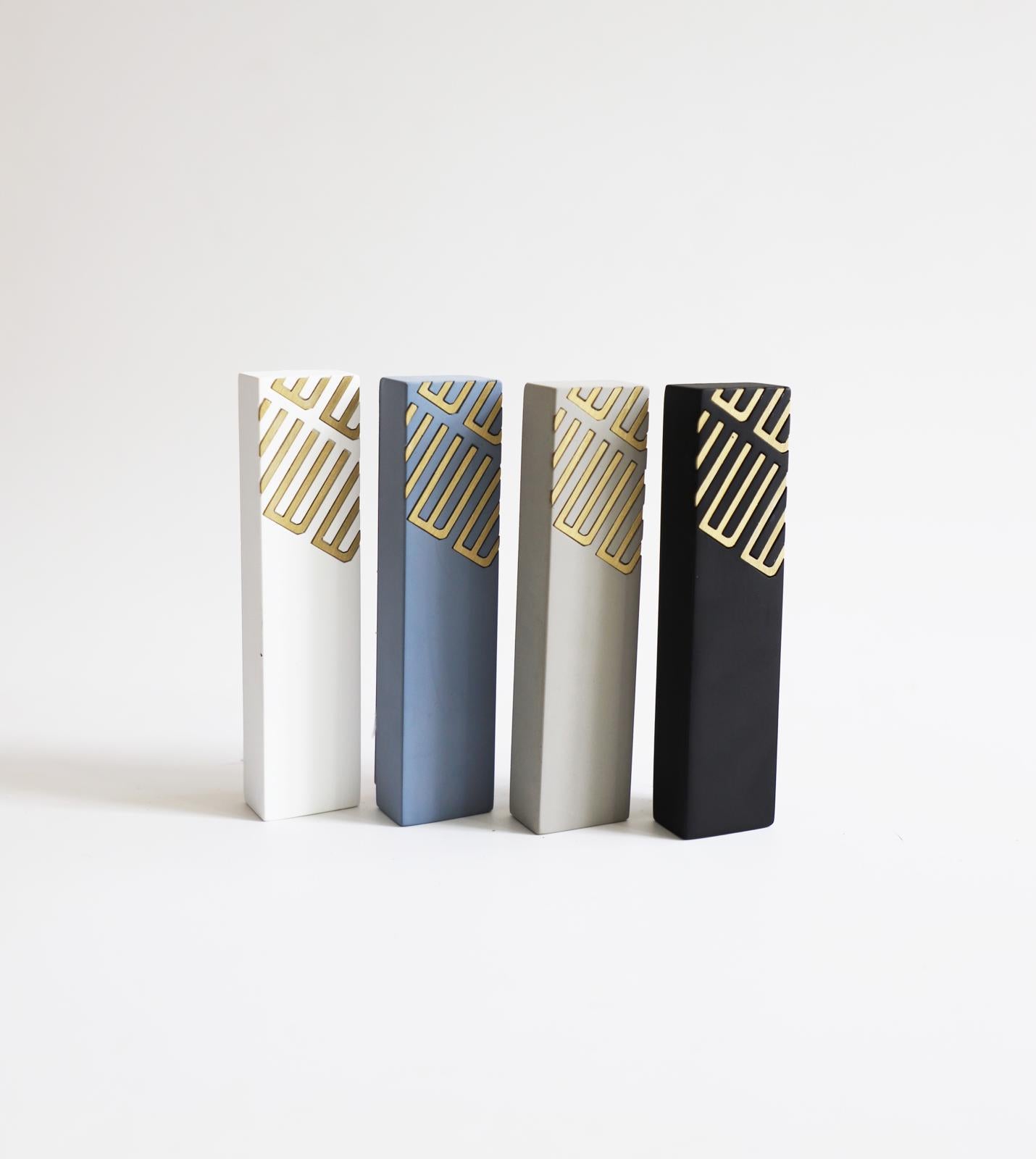 Concrete modern mezuzah - Brass