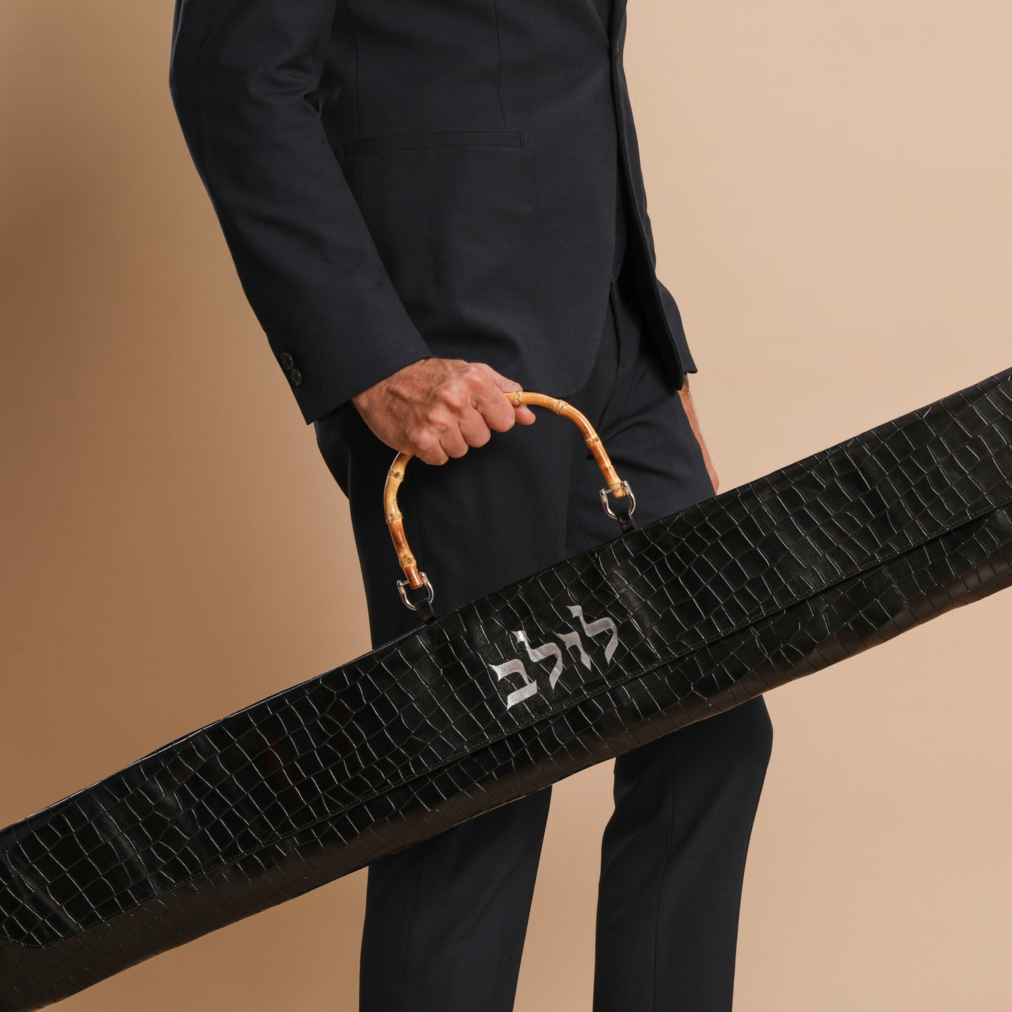 Genuine leather croco black lulav bag