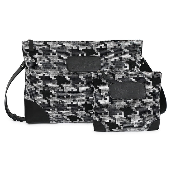Kinor David houndstooth talit and tefillin bag - Black