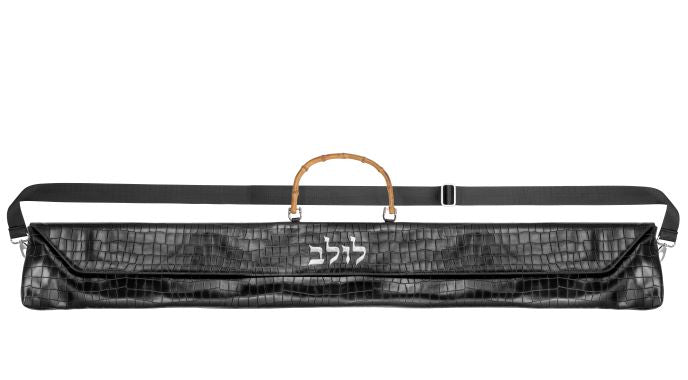 Genuine leather croco black lulav bag