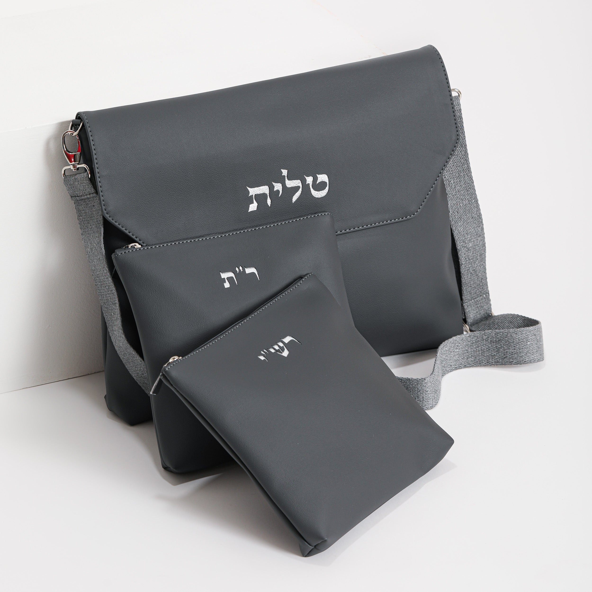 David Citadel Rashi R"T Talit & Tefillin Set - Gray