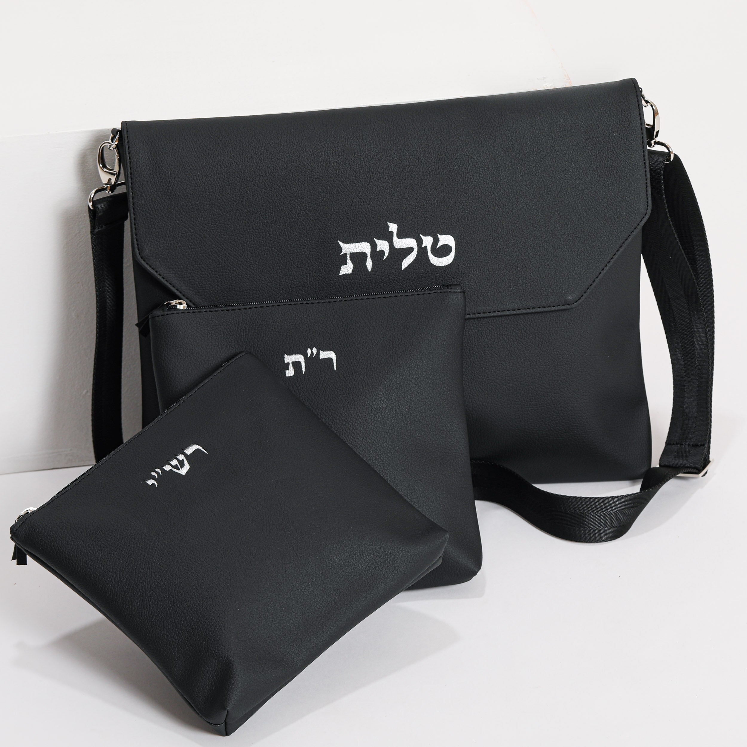 David Citadel Rashi R"T Talit & Tefillin Set - Black
