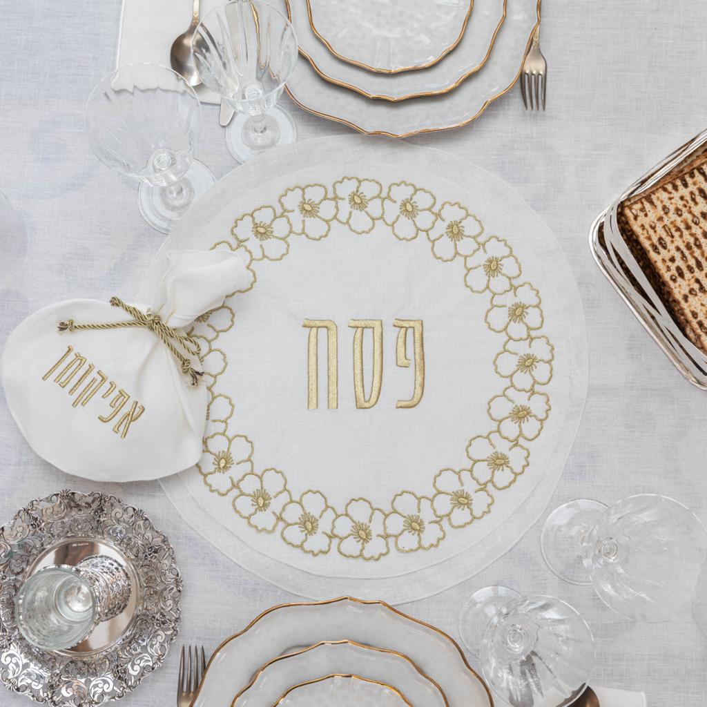 Linen Flower Seder Set