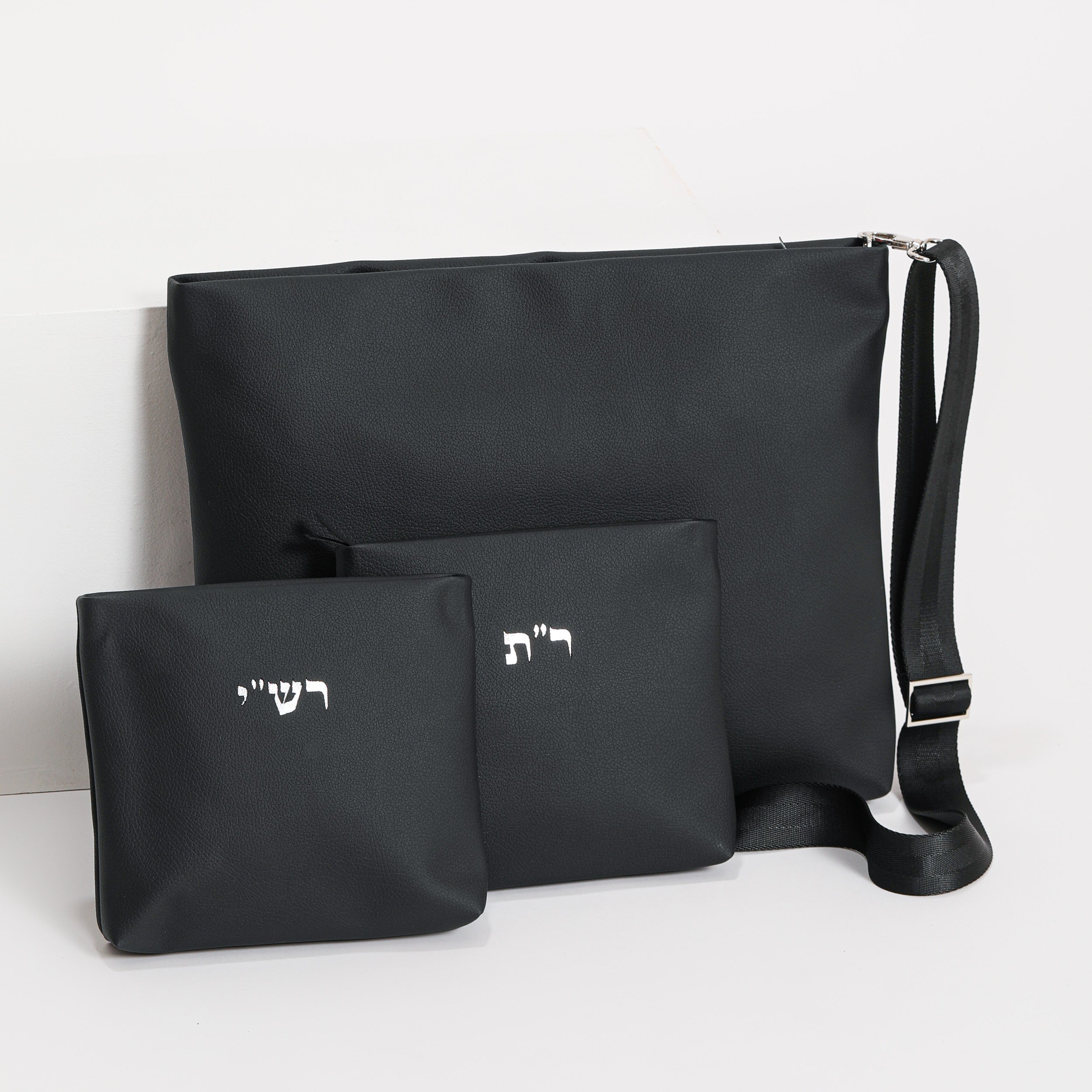 Kinor David Rashi R"T Talit & Tefillin Set - Black