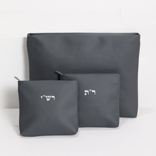 Kinor David Rashi R"T Talit & Tefillin Set - Gray