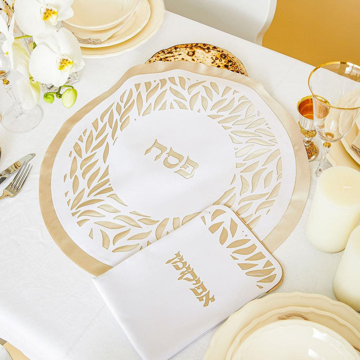 Satin Leaves Seder Set